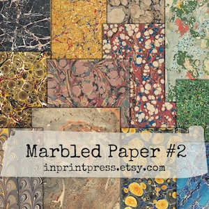 Marbled Paper 2 Digital Download | Junk Journal Pages | Junk Journal Printable | Antique Hand Marbled Paper Pack