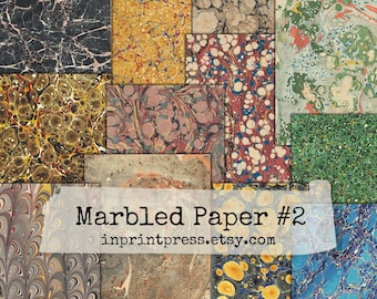 Antikes marmoriertes Papier Texturen: Junk Journal Seiten (Digitaler Download)