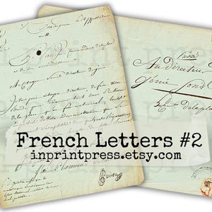 フランス語レターセット 2 | ビンテージ フランス語文書 デジタル | フランス語のエフェメラ ペーパー
