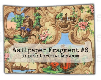 Antike französische Tapetenfragment | Printable Junk Journal Collage Sheet (Digital)