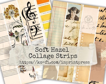 Soft Hazel Collage Streifen | Vintage druckbare Umschlag digitaler Download für versteckte Journaling & Papier Handwerk