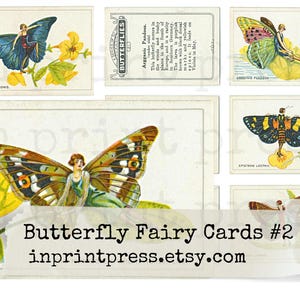 Vlinderfee Afdrukbare Ephemera Sigarettenkaarten Deck Set 2 | Voor- en achterkant kaart | Efemere feeën | Kieskeurig snit | Digitale dagboekkaarten