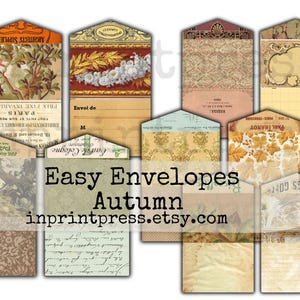 Sobres sencillos para diario basura de otoño / Sobres vintage imprimibles para descargar digitalmente