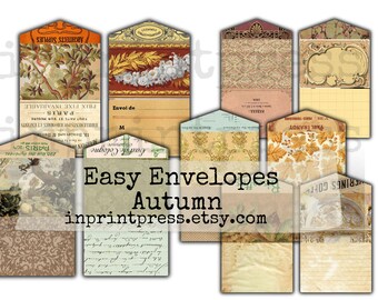 Herbst Easy Junk Journal Umschläge | Vintage druckbare Umschlag digitaler Download