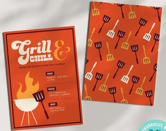 Editable Labor Day Cookout Invitation, Father's Day Cookout Invitation, Summer Cookout Invitation digital download, BBQ Invitation, 5x7