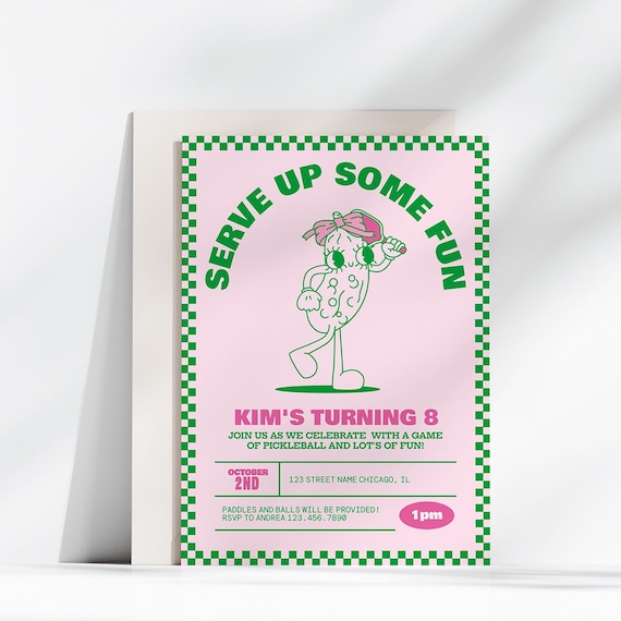 Editable girls Pickleball Birthday Invitation 5x7 Instant Download, Printable Custom pickleball Party Invite, girls Sports Birthday Template