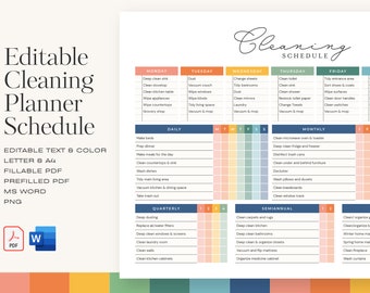 BEWERKBARE Schoonmaakplanner, schoonmaakchecklist, schoonmaakschema, wekelijkse huisklusjes, ADHD Clean Home, maandelijks, huishoudplanner afdrukbaar