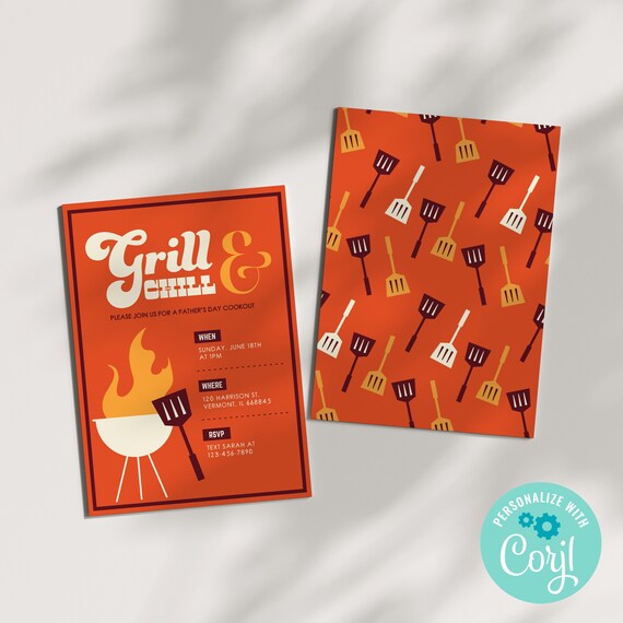 Editable Labor Day Cookout Invitation, Father's Day Cookout Invitation, Summer Cookout Invitation digital download, BBQ Invitation, 5x7