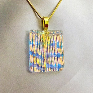 Dichroic Glass “Waterfall” Pendant on 18kt Gold Filled 20” Chain