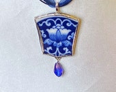 Broken China Pendant from Blue Imari Salad Plate by Lipper and Mann