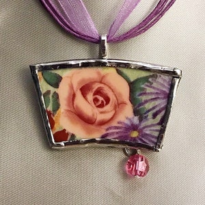 Broken China Flower Pendant Necklace from Gramercy Park Salad Plate