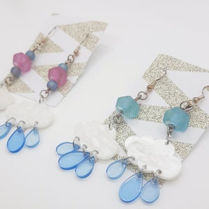 Cute Glass and Resin Rainy Cloud Earrings