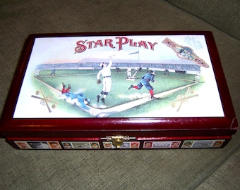 Star Play Baseball Box Dice Roll Cigar Box
