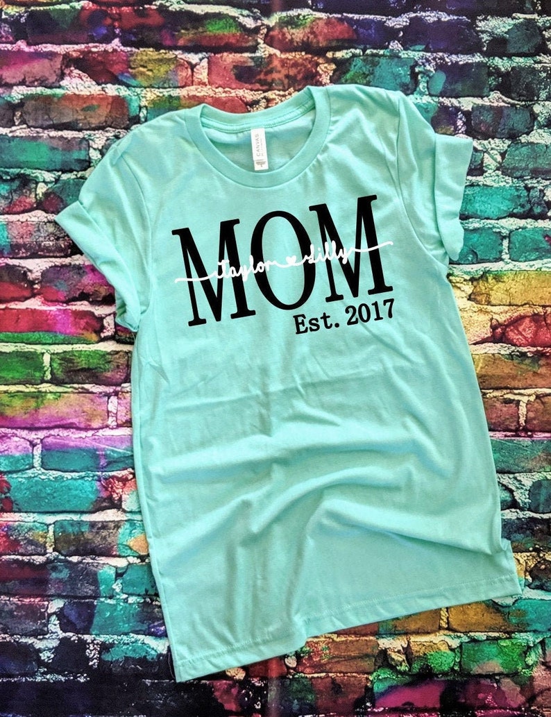Mom Shirt with Kids Names Boy Mom Shirts with sayings Etsy
