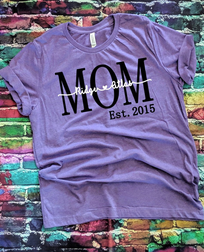 Mom Shirt with Kids Names Boy Mom Shirts with sayings Etsy