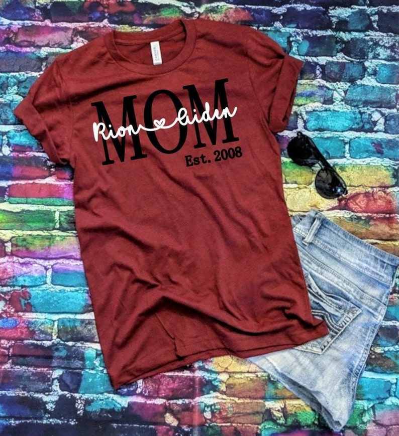 Mom Shirt with Kids Names Boy Mom Shirts with sayings Etsy