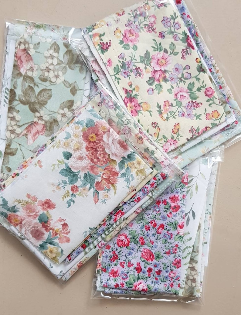 Fabric kit junkjournal supplies fabric scraps fabric bundle floral fabric