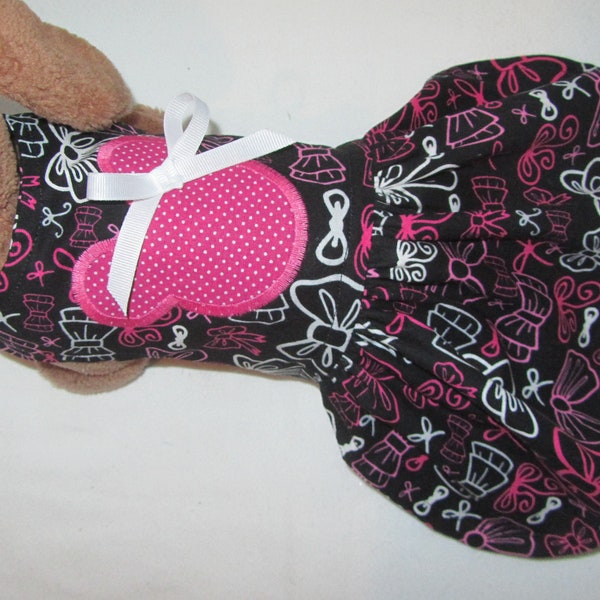 XS ONLY NO d-ring Custom Boutique Minnie Mouse Inspired Black Bow Dog or Cat Dress, pet dress