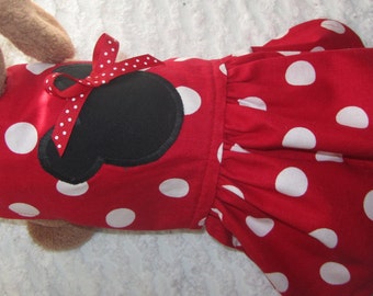 Red Polka Dot Pet Dress: Minnie Mouse Inspired Boutique Costume