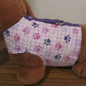 New Custom Boutique Cotton Lavendar paw Print Dog or Cat Harness Xxxxs, Xxxs, XXS, XS, Small or Medium, pet harness, dog harness, harness