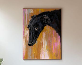 Greyhound print, black Galgo español, Galgo print, greyhound art, galgo art, abstract greyhound, greyhound portrait, modern galgo painting,