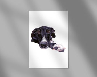 Impressão de galgo, arte de galgo, impressão de Galgo, arte de galgo, galgo preto, galgo preto, greyhoundlover, impressão de sighthound