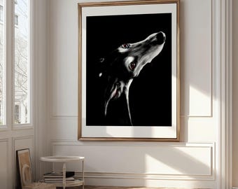 Impressão de galgo, Galgo espanhol, Galgo, arte de galgo, arte galgo, galgo, galgo preto, presente para amante de galgos pretos, impressão de galgo