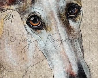 Greyhound art, Galgo, greyhounds, galgo art, brindle greyhound, brindle galgo, greyhound portrait, gift brindle greyhoundlover