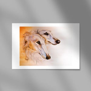Impression Barzoi, impression Barzoi, amateur de Barzoi cadeau, peinture Barzoi, Barzoï, art Barzoï, portrait Barzoï, Barzoï blanc, art mural Barzoï