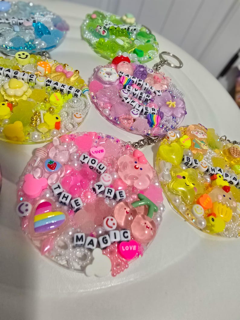Random Keychain Custom Junk Keychain Personalized Bag Charm Choose Color and Wording ...