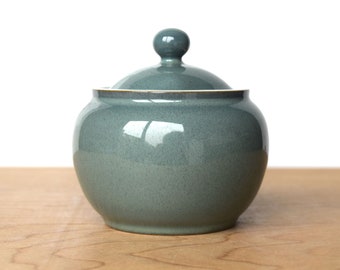 Denby pottery Regency green lidded sugar bowl Sage green British pottery