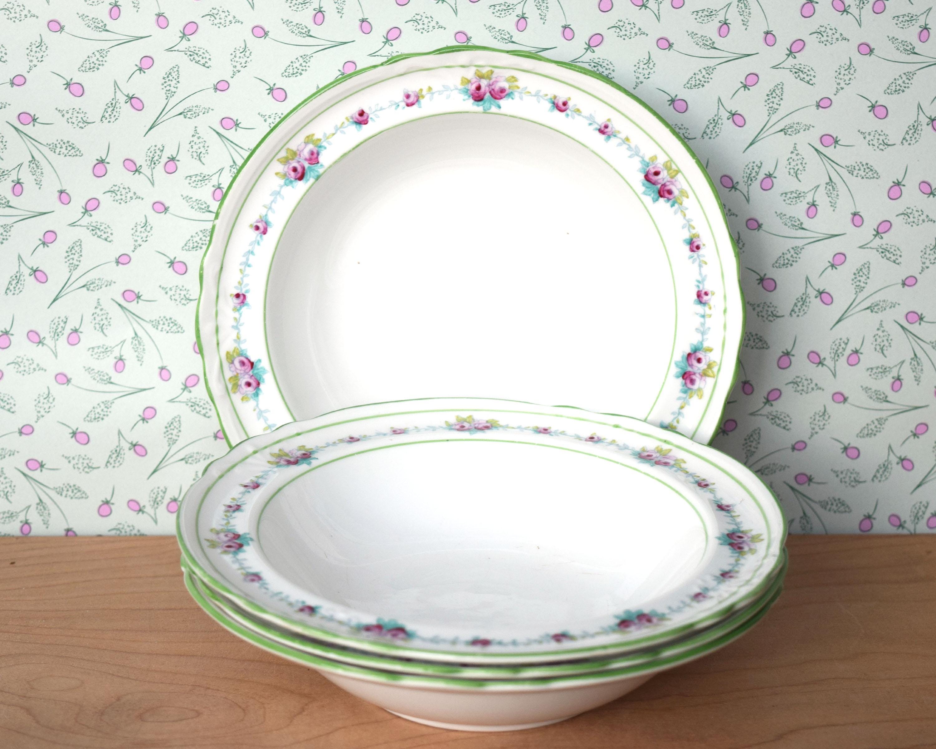 Vintage rose patterned cereal bowls Peacock Pottery Foley Art China England