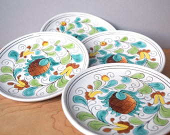 Vintage Italienische Deruta Beilagenteller 4er Set Studio Keramik