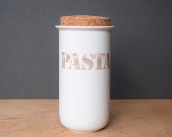 Vintage Thomas Rosenthal of Germany pasta container with a cork lid Trend range ceramic white lidded pasta jar