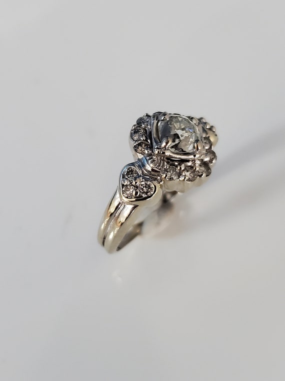 Old Mine Cut Diamond Vintage Ring Heart Motif - image 8