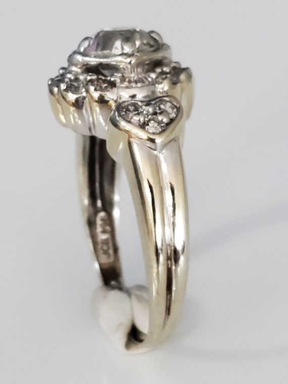 Old Mine Cut Diamond Vintage Ring Heart Motif - image 3