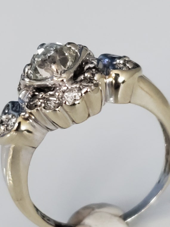 Old Mine Cut Diamond Vintage Ring Heart Motif - image 4