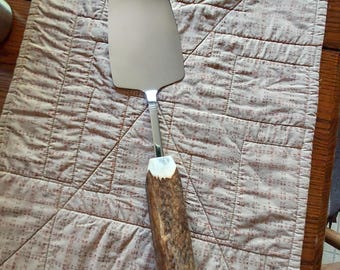 Elk Antler Handle Spatula: Handcrafted Stainless Steel turner, cake and pie server