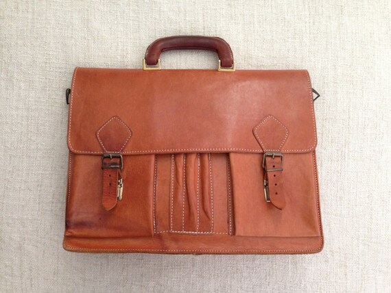 70s Vintage Orange Brown Travelling Large Calfskin