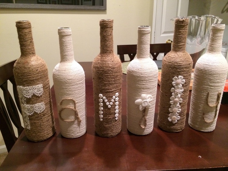 Family Twine Bottle Decor Etsy