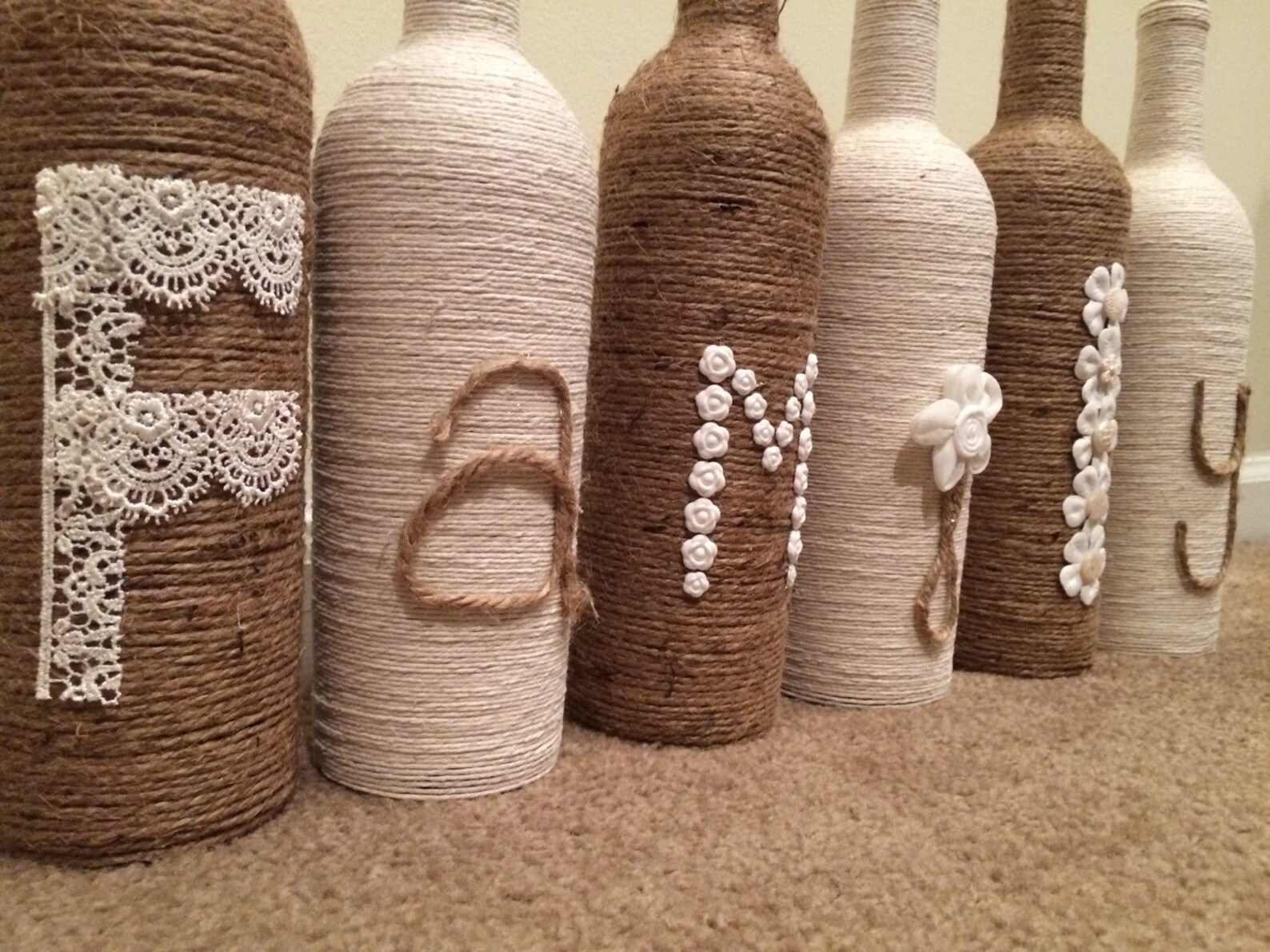 Family Twine Bottle Decor Etsy