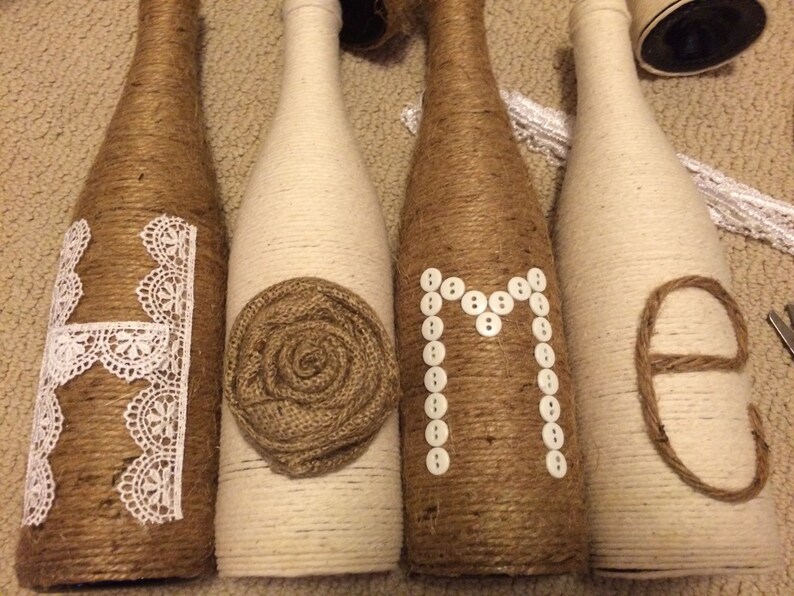 Home Twine Bottle Decor Etsy