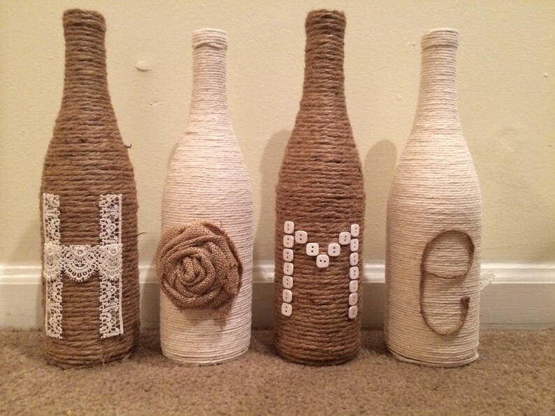 Home Twine Bottle Decor Etsy