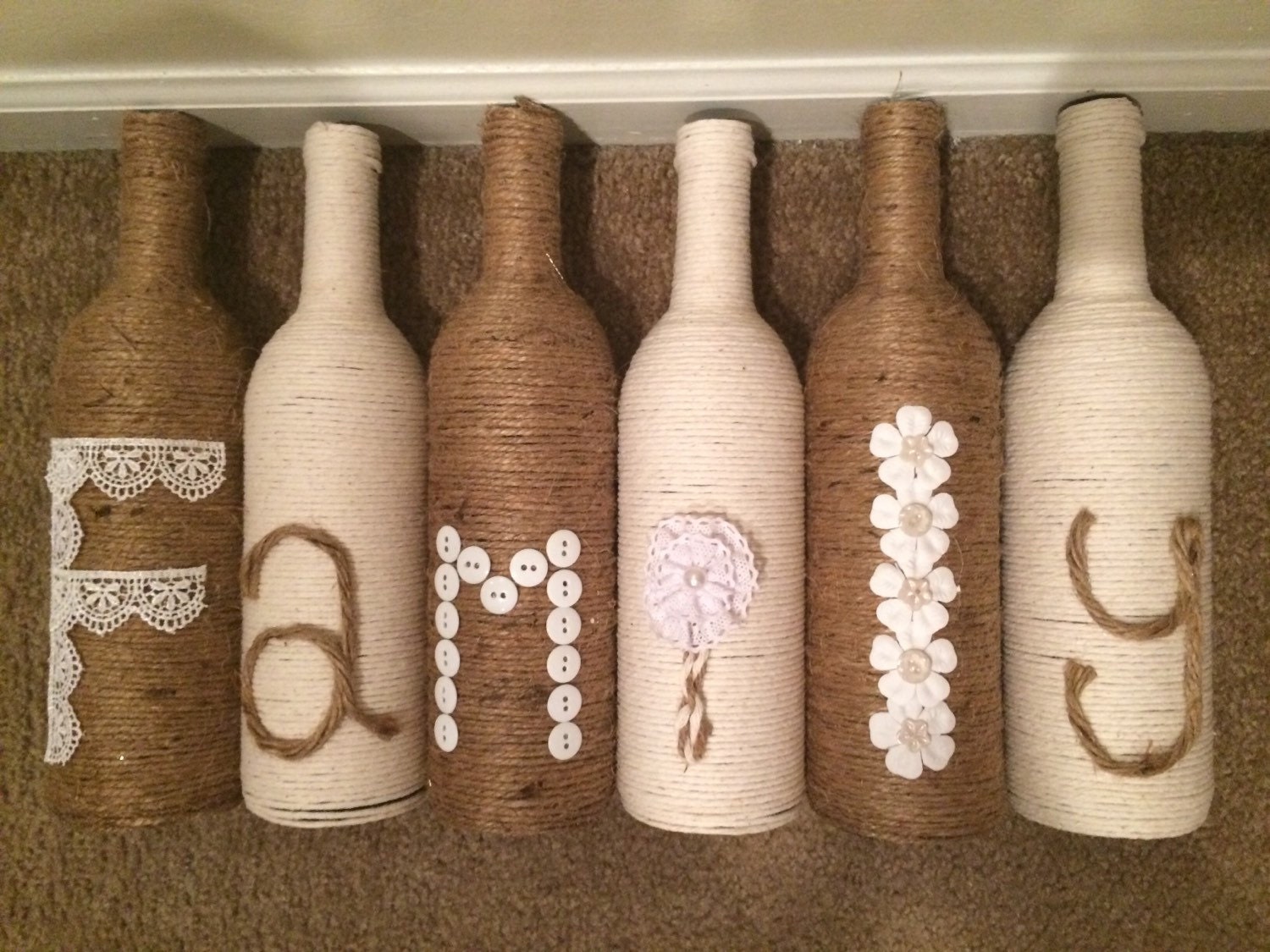 Family Twine Bottle Decor Etsy