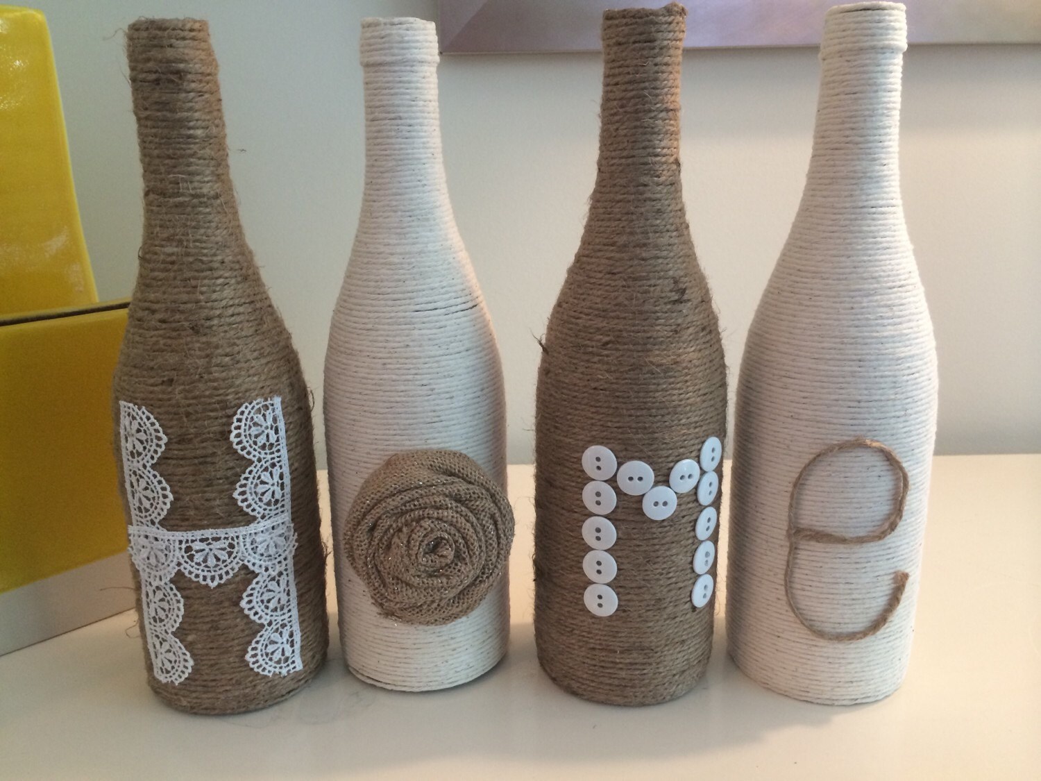Home Twine Bottle Decor Etsy