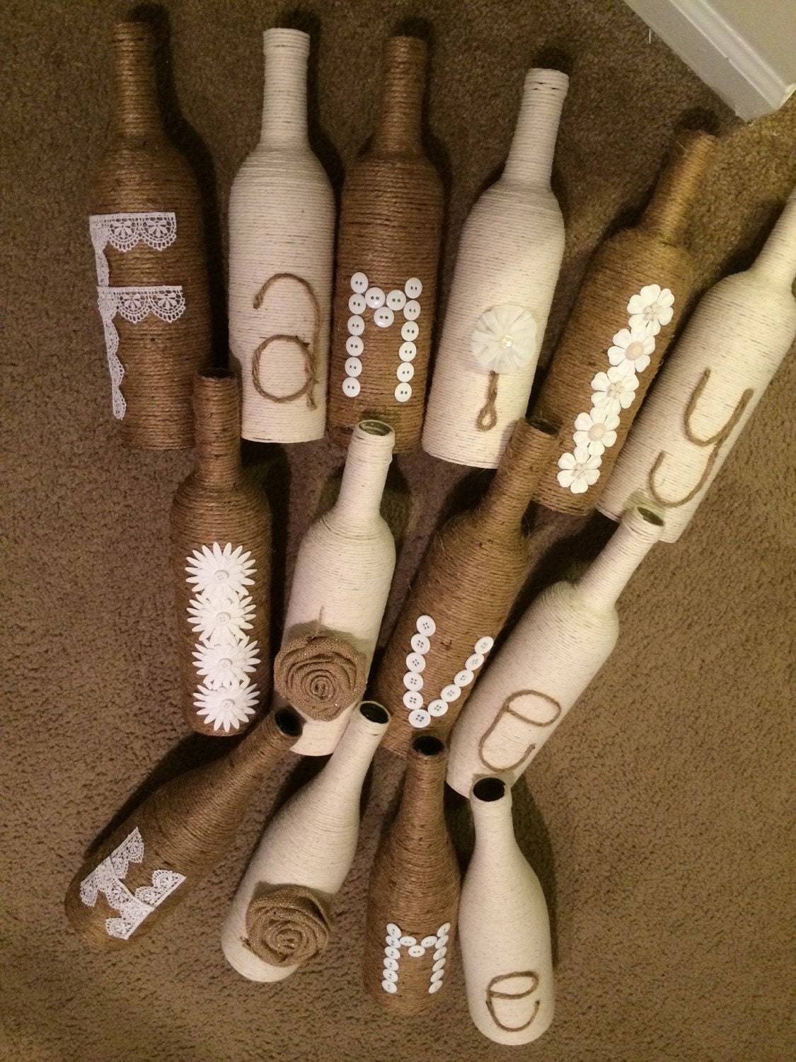 Home Twine Bottle Decor Etsy