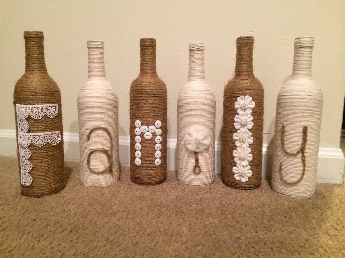 Family Twine Bottle Decor Etsy