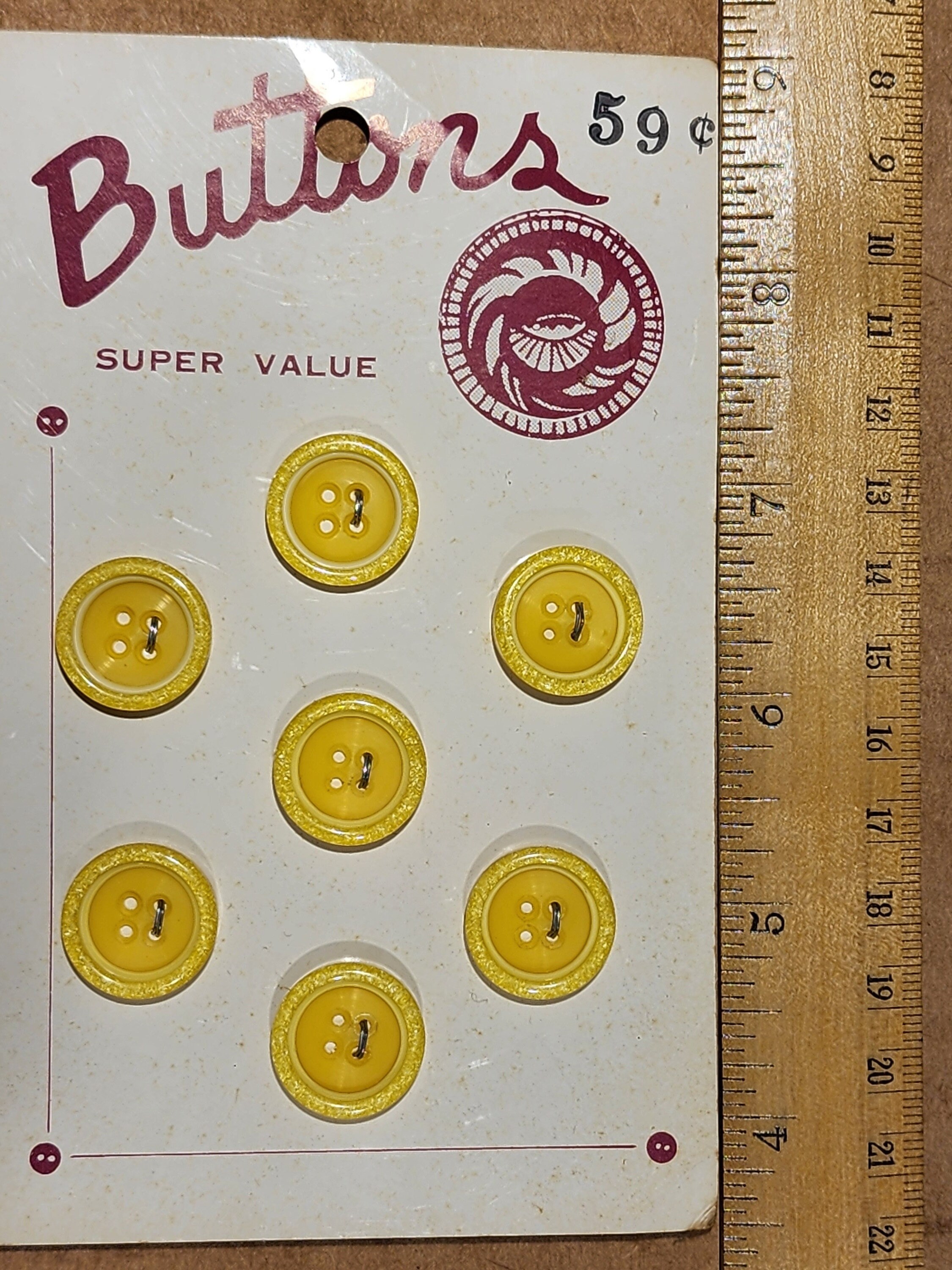 Vintage SUPER VALUE BUTTONS Yellow & White Diamond Dust Awesome Nos ...
