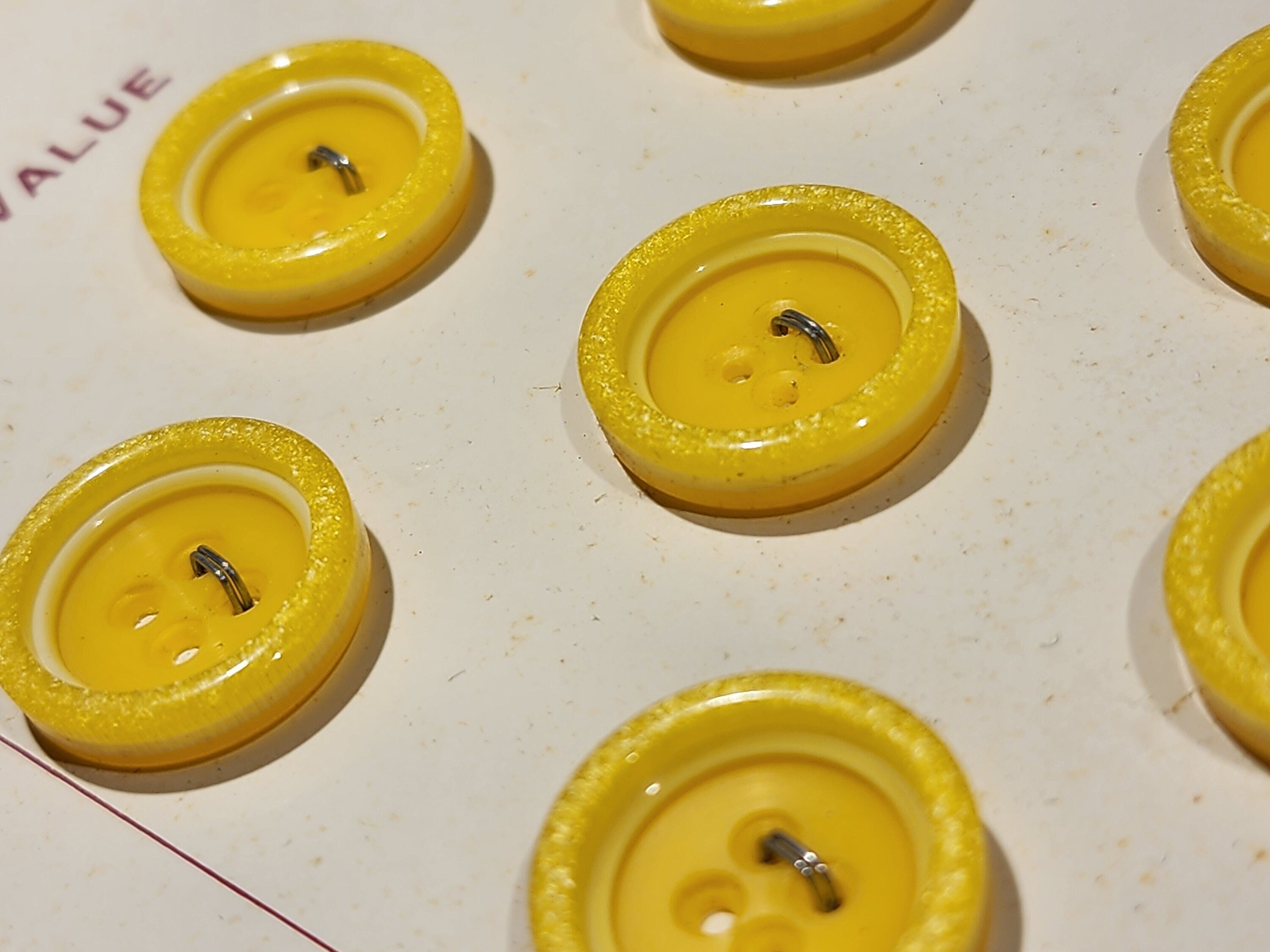 Vintage SUPER VALUE BUTTONS Yellow & White Diamond Dust Awesome Nos ...