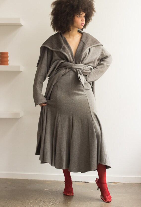 1980s Norma Kamali Athleisure Sweatshirt Wrap Coat